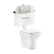 Swiss Madison Carre 0.8 / 1.28 GPF Wall Mounted Two Piece Elongated Toilet with Actuator Plate Flush - Seat Included Glossy White