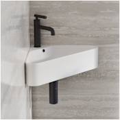 Swiss Madison St. Tropez 22-1/16" Corner Ceramic Wall Mounted Bathroom Sink and 1 Faucet Hole Glossy White