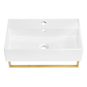 Swiss Madison Claire 22-1/16" Rectangular Ceramic Wall Mounted Bathroom Sink with Overflow and Single Faucet Hole White / Brushed Gold
