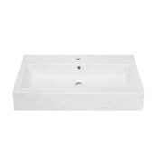 Swiss Madison Voltaire 32-1/4" Rectangular Ceramic Wall Mounted Bathroom Sink with Overflow and Single Faucet Hole Static White Marble