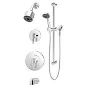 Symmons Dia Tub and Shower Trim Package with Single Function Shower Head, Hand Shower, and Double Lever Handle - Includes Pressure Balanced Valve Polished Chrome