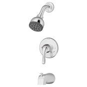 Symmons Origins Tub and Shower Trim Package with Single Function Shower Head and Rough In Valve with Single Knob Handle Polished Chrome