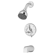 Symmons Origins Tub and Shower Trim Package with Single Function Shower Head and Rough In Valve with Double Knob Handle Polished Chrome