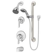 Symmons Origins Tub and Shower Trim Package with Single Function Shower Head and Rough In Valve with Triple Lever Handle Polished Chrome