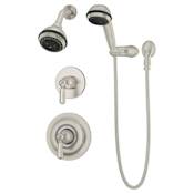 Symmons Allura Pressure Balanced Shower System with Shower Head, Shower Arm, Hand Shower, Hose, and Valve Trim Satin Nickel