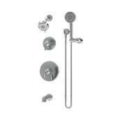 Symmons Elm Tub and Shower Trim Package with 1.5 GPM Multi Function Shower Head and Hand Shower Polished Chrome
