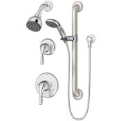 Symmons Origins Pressure Balanced Shower System with Shower Head, Hand Shower, Slide Bar, Shower Arm, Hose, and Valve Trim – Less Rough-In Valve Polished Chrome