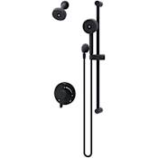 Symmons Solarity Pressure Balanced Shower System with Shower Head, Hand Shower, Slide Bar, Shower Arm, Hose, and Valve Trim Matte Black