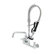 T and S Brass Equip Pre-Rinse 8" Wall Mounted Food Service Faucet Chrome Plated