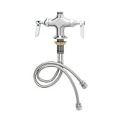 T and S Brass B-200 Deck Mounted Double Pantry Faucet with Swivel Outlet, 18" Flex Lines and Lever Handles - Less Nozzle Chrome