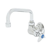 T and S Brass Single Pantry Faucet, Single Hole Base, Wall Mount, 6" Swing Nozzle (059X), 4-Arm Handle Chrome
