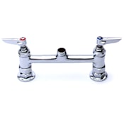 T and S Brass B-200 Deck Mounted Double Pantry Faucet with Swivel Outlet, 8" Centers and Lever Handles - Less Nozzle Chrome