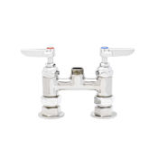 T and S Brass B-200 Deck Mounted Double Pantry Faucet with Swivel Outlet, 4" Centers and Lever Handles - Less Nozzle Chrome