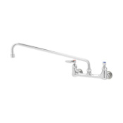 T and S Brass Double Pantry Faucet, Wall Mount, 8" Centers, 18" Swing Nozzle (065X) Chrome