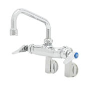 T and S Brass Double Pantry Faucet, Wall Mount, Adjustable Centers, 6" Swing Nozzle Chrome