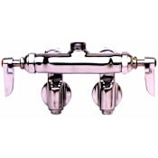 T and S Brass B-200 Wall Mounted Double Pantry Faucet with Adjustable Centers, Integral Stops and Lever Handles - Less Nozzle Chrome
