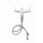 T and S Brass B-300 Deck Mounted Double Pantry Rigid Base Faucet with Flex Lines and Lever Handles - Less Nozzle Chrome