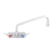 T and S Brass Wall Mounted Workboard Faucet with 4" Centers, 10" Swing Nozzle, 2.2 GPM Aerator and Lever Handles Chrome