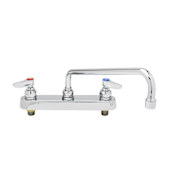 T and S Brass Deck Mounted Workboard Faucet with 8" Centers, 12" Swing Nozzle, 2.2 GPM Aerator and Lever Handles Chrome