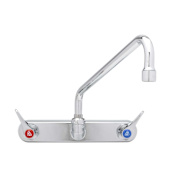 T and S Brass Wall Mounted Workboard Faucet with 8" Centers, 12" Swing Nozzle, 2.2 GPM Aerator and Lever Handles Chrome
