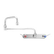T and S Brass Wall Mounted Workboard Faucet with 8" Centers, 18" Double Joint Nozzle, 2.2 GPM Aerator and Lever Handles Chrome