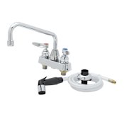 T and S Brass 2.2 GPM 4"W Deck Mounted Utility Faucet with 8" Swing Nozzle and Sidespray Chrome