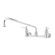T and S Brass B-200 Wall Mounted Double Pantry Faucet with 8" Centers, 14" Swing Nozzle, Stream Regulator Outlet and Lever Handles Chrome