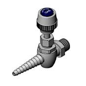 T and S Brass Needle Valve Hose Cock with Color Coded Indexes and Serrated Tip Chrome