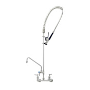 T and S Brass Ever Steel Pre-Rinse 8" Wall Mounted Food Service Faucet Brushed Stainless Steel