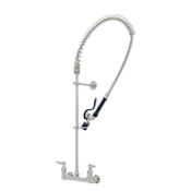 T and S Brass Ever Steel Pre-Rinse 8" Wall Mounted Food Service Faucet Brushed Stainless Steel