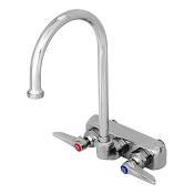 T and S Brass Wall Mounted Workboard Faucet with 8" Centers, 6" Swivel Gooseneck, 2.2 GPM Aerator and Lever Handles Chrome