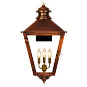 The CopperSmith Adam Street 3 Light 32" Tall Copper Electric Outdoor Wall Sconce Antique Copper