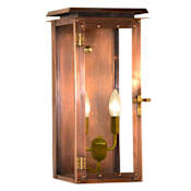 The CopperSmith Hyland 2 Light 17-1/2" Tall Copper Electric Flush Mount Outdoor Wall Sconce Antique Copper