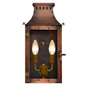The CopperSmith Yorktown 2 Light 19" Tall Copper Electric Outdoor Wall Sconce Antique Copper