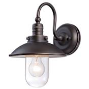 The Great Outdoors Downtown Edison 1 Light Outdoor Wall Sconce with Clear Glass Shade Oil Rubbed Bronze / Gold