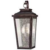 The Great Outdoors Irvington Manor 2 Light 19" Tall Outdoor Wall Sconce with Seeded Glass Chelesa Bronze