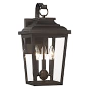 The Great Outdoors Irvington Manor 3 Light 17" Tall Outdoor Wall Sconce with Clear Glass Chelesa Bronze