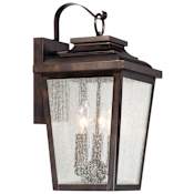The Great Outdoors Irvington Manor 3 Light 17" Tall Outdoor Wall Sconce with Seeded Glass Chelesa Bronze