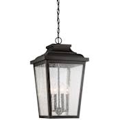 The Great Outdoors Irvington Manor 4 Light 13" Wide Outdoor Pendant with Clear Seeded Glass Shade Chelesa Bronze