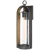 The Great Outdoors Kamstra 1 Light 21" Tall Outdoor Wall Sconce with Clear Seedy Glass Oil Rubbed Bronze / Gold