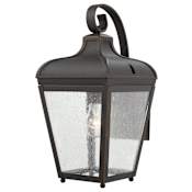The Great Outdoors Marquee 1 Light 17" Tall Outdoor Wall Sconce with Clear Seedy Glass Oil Rubbed Bronze / Gold