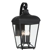 The Great Outdoors Marquee 4 Light 25" Tall Outdoor Wall Sconce with Clear Glass Shade Sand Coal