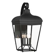 The Great Outdoors Marquee 4 Light 29" Tall Outdoor Wall Sconce with Clear Glass Shade Sand Coal