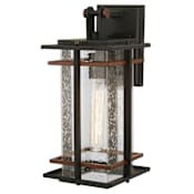 The Great Outdoors San Marcos 1 Light 15" Tall Outdoor Wall Sconce with Seeded Glass Shade Black / Antique Copper
