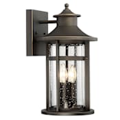The Great Outdoors Highland Ridge 4 Light 18" Tall Outdoor Wall Sconce with Clear Crackled Glass Oil Rubbed Bronze / Gold Highlights