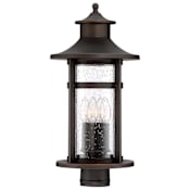 The Great Outdoors Highland Ridge 4 Light 8" Wide Single Head Post Light with Clear Crackled Glass Oil Rubbed Bronze / Gold Highlights