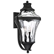 The Great Outdoors Libre 4 Light 23-1/2" Tall Outdoor Wall Sconce with Water Glass Shade Black
