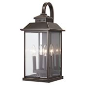 The Great Outdoors Miner's Loft 4 Light 20-3/4" Tall Outdoor Wall Sconce with Clear Square Glass Shade Oil Rubbed Bronze / Gold