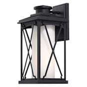 The Great Outdoors Lansdale 16" Tall Outdoor Wall Sconce with Etched Opal Glass Black