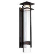 The Great Outdoors Kittner 26" Tall LED Outdoor Wall Sconce with Clear Ribbed Glass Oil Rubbed Bronze / Gold High